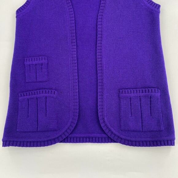 Vintage Joyce Sweater Vest Womens Sz S Purple Wool Open Front 60s 70s‎ Hippie - Picture 6 of 8